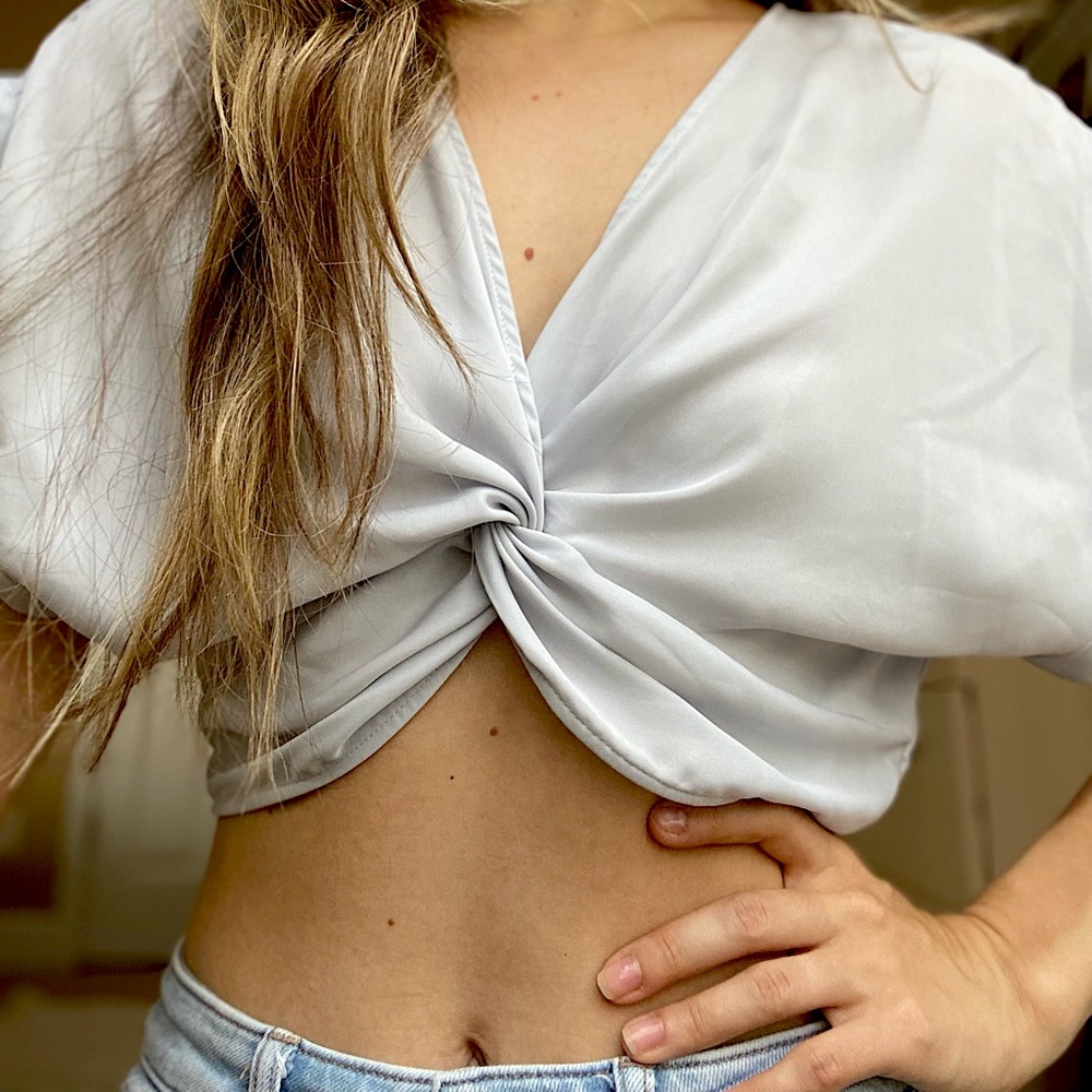 NWT Light Blue Woven Crop Top - SM